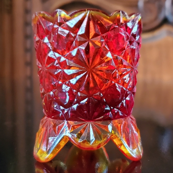 Vntg Amberina "Daisy and Button" Toothpick / Matchstick Holder - Picture 9 of 12